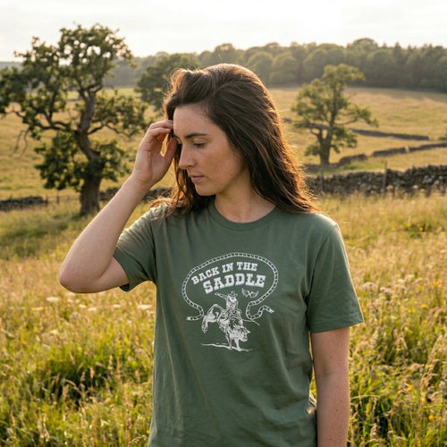 Back in the Saddle Western Graphic T-Shirt - Country Style Heavyweight Tee